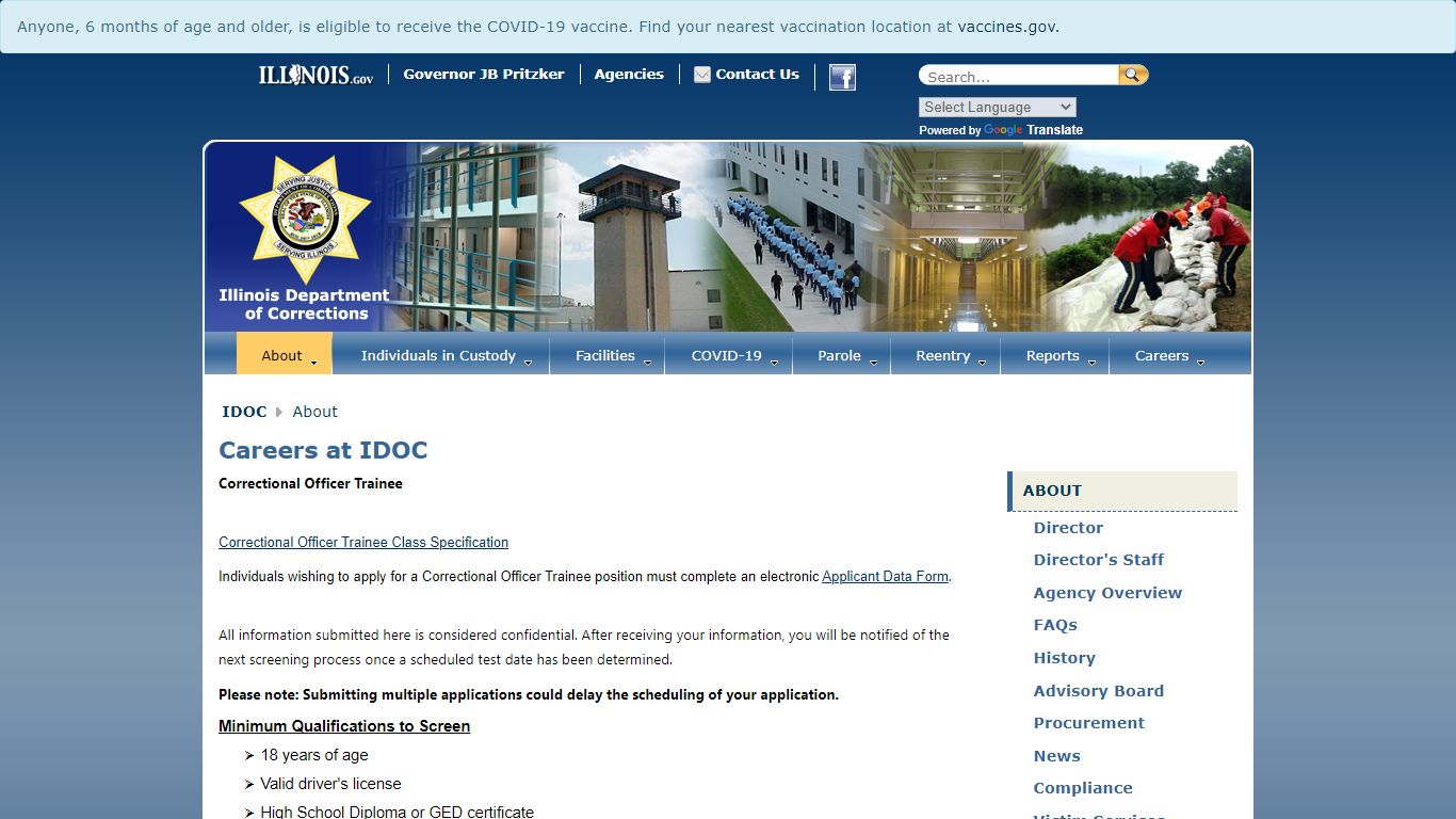 Careers at IDOC - About - Illinois